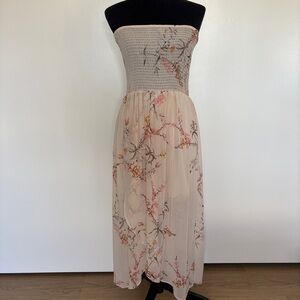 Active USA Floral Strapless Pink Dress Medium